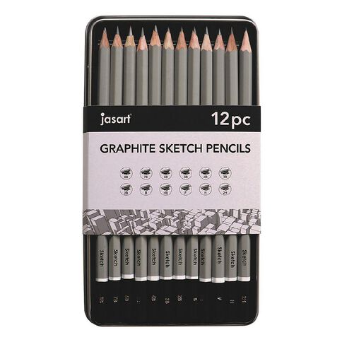 Jasart Sketching Pencils in Tin 12 Pack