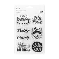 Uniti Stencil Celebration Stamps Clear 7 Pack