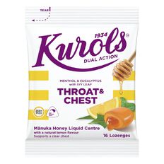Kurols Dual Action Lozenges Throat & Chest 16 Pack