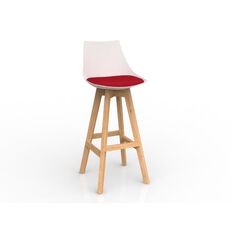 Luna White Chilli Oak Base Barstool Red Mid