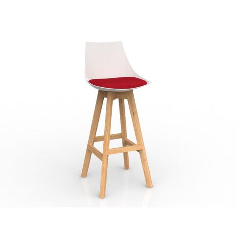 Luna White Chilli Oak Base Barstool Red Mid