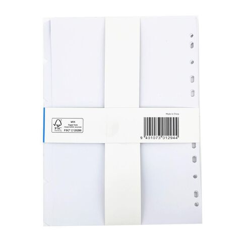 WS 5 Tab Wide White Dividers White