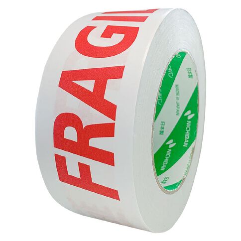 Sellotape Kraft Paper Printed Tape FRAGILE 50mm x 50m Red on White
