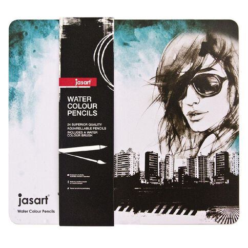 Jasart Watercolour Pencils in Tin 24 Pack Assorted