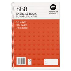 WS Exercise Book 8B8 7mm Ruled Spiral 50 Leaf Wiro