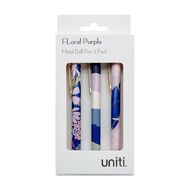 Uniti Floral Metal Ballpoint Pens 3 Pack Purple Mid 3 Pack