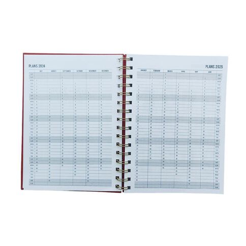 WS 2024/2025 Spiral Mid Year Diary Week To View Red A5