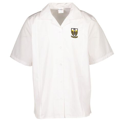 Schooltex Tikipunga High Short Sleeve Split Hem Blouse with Embroidery