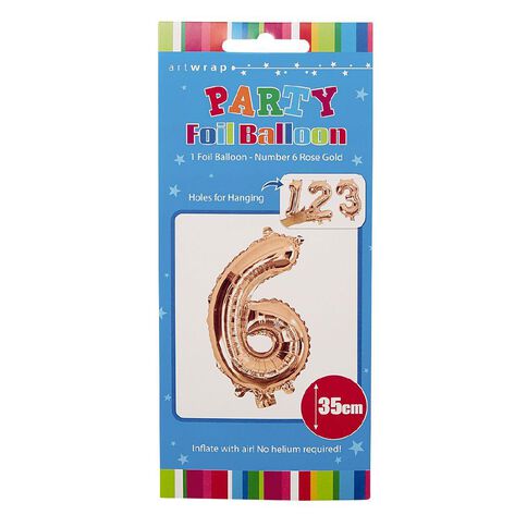 Artwrap Party Foil Balloon Number 6 Rose Gold 35cm