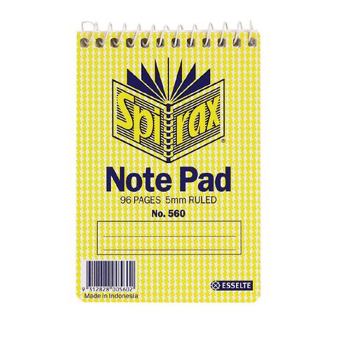 Spirax No.560 Spiral Ruled Notebook 96 Page Yellow 112mm x 77mm
