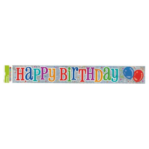Unique Happy Birthday Balloons Prismatic Foil Banner 2.7m