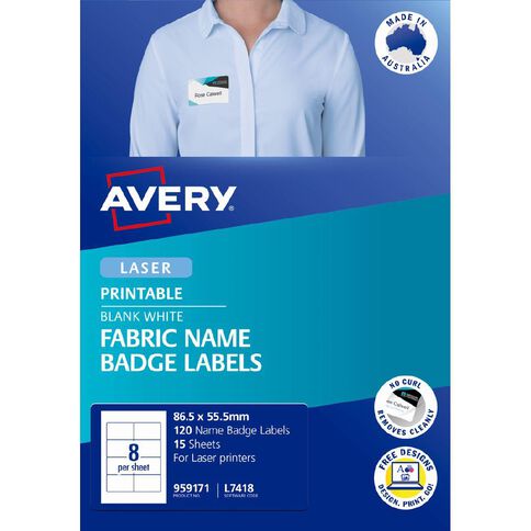 Avery Fabric Name Badge Labels White 120 Name Labels
