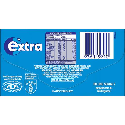 Extra Peppermint Chewing Gum Sugar Free 14 Piece 27g