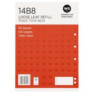 WS Pad Refill 14B8 7mm Ruled 50 Leaf Punched Red Mid
