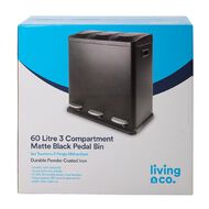 Living & Co 3 Pedal Bin Black 60L