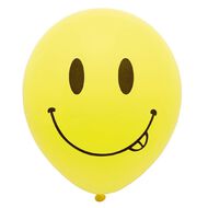 Party Inc Balloons Printed Smiley Face 25cm 12 Pack
