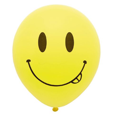 Party Inc Balloons Printed Smiley Face 25cm 12 Pack