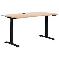 Quick Ship Premium Electric Desk Black/Refined Oak 1800x800