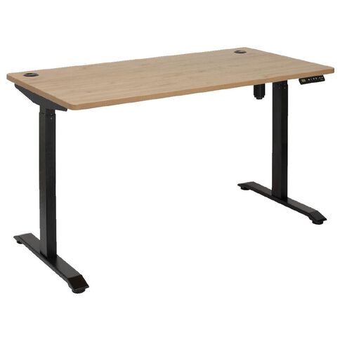 Jasper J Emerge Single Motor HA Desk 1500x750 Pacific Oak Top Black Base