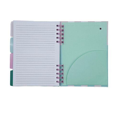 Uniti Clubhouse Hardcover Notebook With Tabs Striped Pink Light