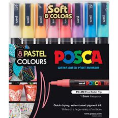 Uni Posca Marker 0.9-1.3 Soft Colours 8 Pack Assorted