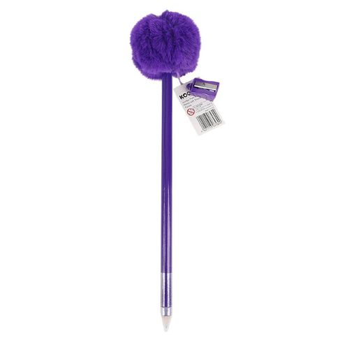 Kookie Jumbo Pom Pencil With Sharpener Purple Mid