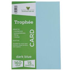 Trophee Card 160gsm Dark Blue A4 15 Pack
