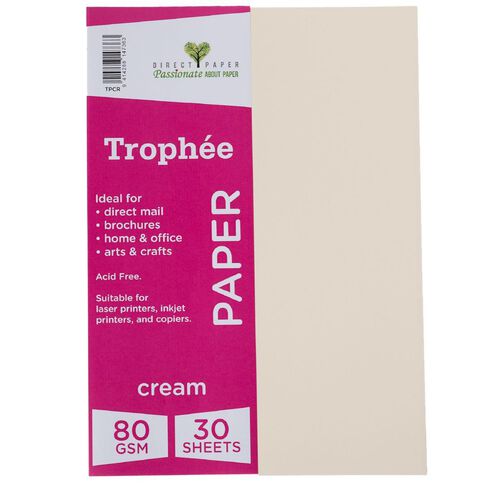 Trophee Paper 80gsm 30 Pack Cream A4