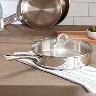 Living & Co Gourmet Deep Dish Pan Stainless Steel 28cm