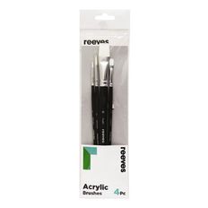 Reeves Acrylic Long Handle Brush Set of 4 White