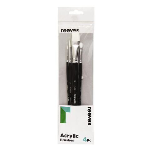 Reeves Acrylic Long Handle Brush Set of 4 White