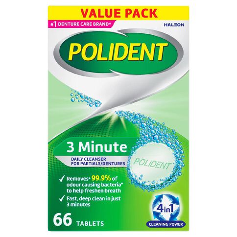 Polident 3 Minute Daily Cleanser For Dentures 66 Pack