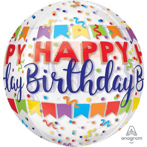 Anagram Orbz XL Happy Birthday Banner Clear 5 Pack