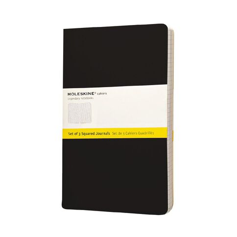 Moleskine Cahier Large Notebook Squared 3 Pack Black
