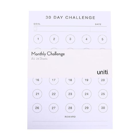 Uniti 30 Days Challenge Monthly Planner A5