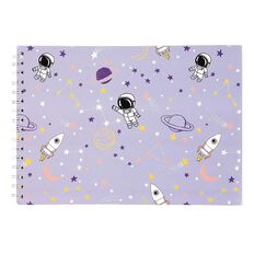 Kookie Space Sketchpad Astronauts & Rockets Purple A4