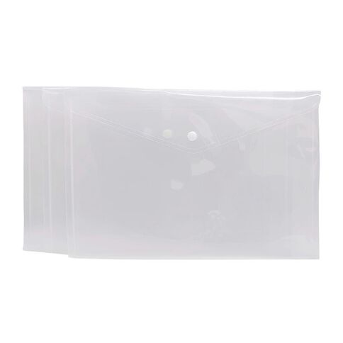 WS Button Document Wallet Clear 3 Pack