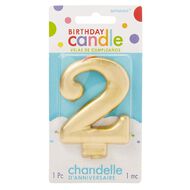 Candle Metallic Numeral #2 Gold
