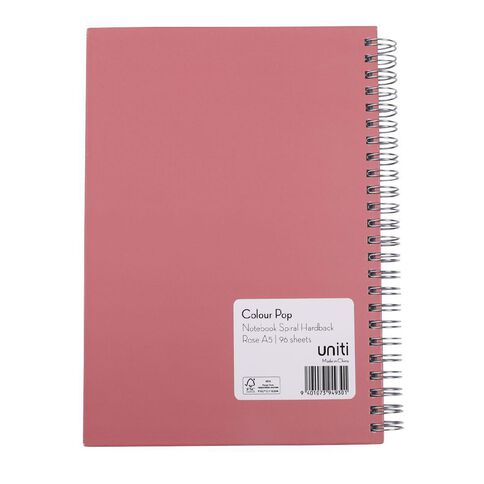 Uniti Colour Pop Notebook Spiral Hardback Rose A5