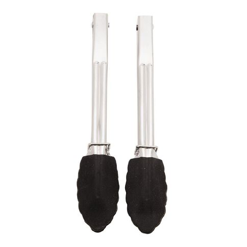 Living & Co Mini Silicone Tongs Black 17cm Black 2 Pack