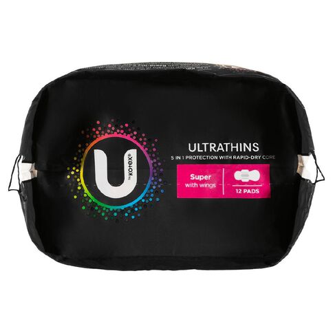 U By Kotex Ultra-thin Super Wings Pads 12 Pack