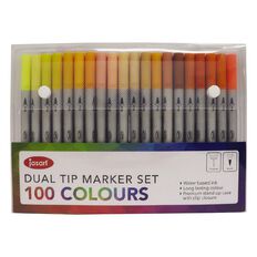 Jasart Dual Nib Brush Fineliner Set 100 Multi-Coloured