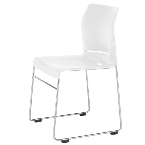 Buro Seating Envy Stacking Chair White Reflective Silver Frame White