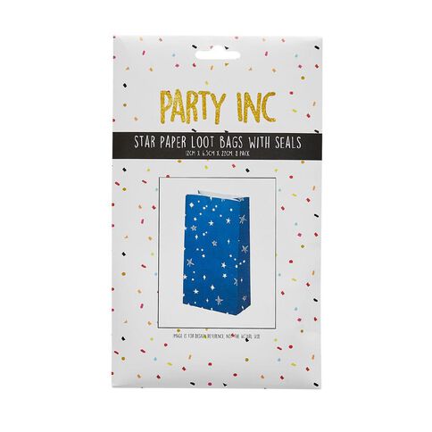 Party Inc Star Loot Bags with Seals 12cm x 6.5cm x 22cm 8 Pack