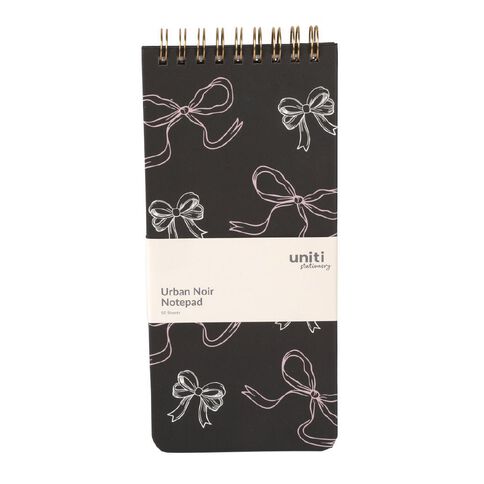 Uniti Stationery Urban Noir Bow Hard Cover Spiral Notepad
