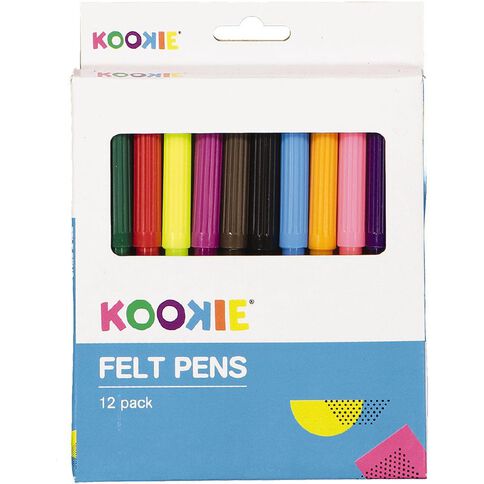 Kookie Felt Pens Multi-Coloured 12 Pack