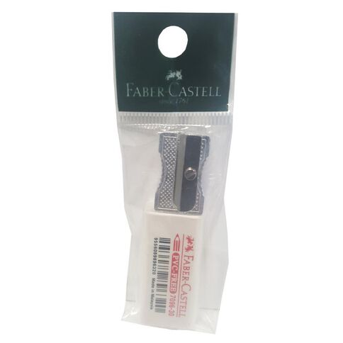 Faber-Castell Sharpener Single Hole with Eraser Silver