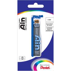 Pentel Ain Stein Pencil Leads HB 0.5mm Black 40 Pack