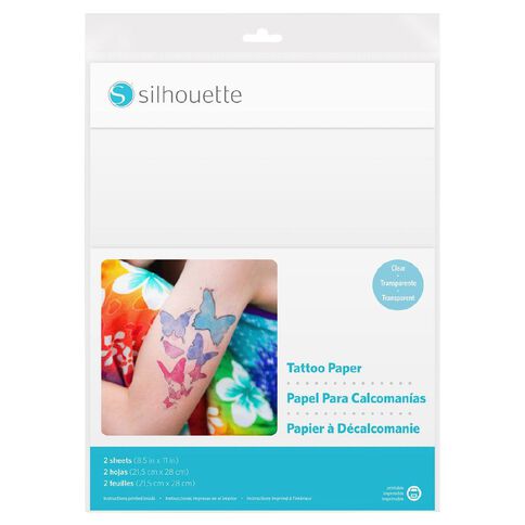 Silhouette Printable Tattoo Paper Clear 8.5 x 11 inch 2 Sheets