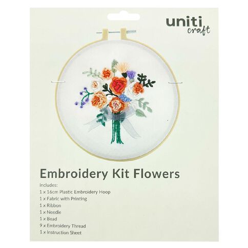 Uniti Embroidery Kit Flowers 16cm